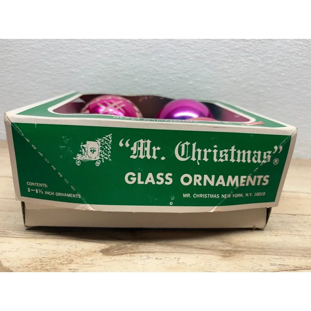 Vtg 1950-60 Set Of 4 Shiny Brite Hand Blown Glass Ball Christmas Tree Ornaments